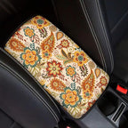 Dreaweet Bohemian Floral Arm Rest Cover for Car Women Soft Anti Slip Armrest Cover Center Console Cushion Pad Boho Car Accessories Universal Fit Most Cars SUV Sedan