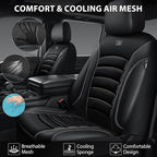 CAR PASS Comfortable 3D Foam Mesh Leather Car Seat Covers Full Sets, Air Cool Mesh Breathable Seat Covers for Car, Universal 5 Seats Fit for SUV Truck Sedan Automotive, Airbag Compatible,Black Gray