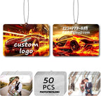 50/100Pcs Custom Logo Car Bulk Air Fresheners, Wholesale Custom Double-Sided Car Air Fresheners with Photo Text Logo, Suitable for Truck and Car Drivers, as Well as Business Logos (50 Horizontal)