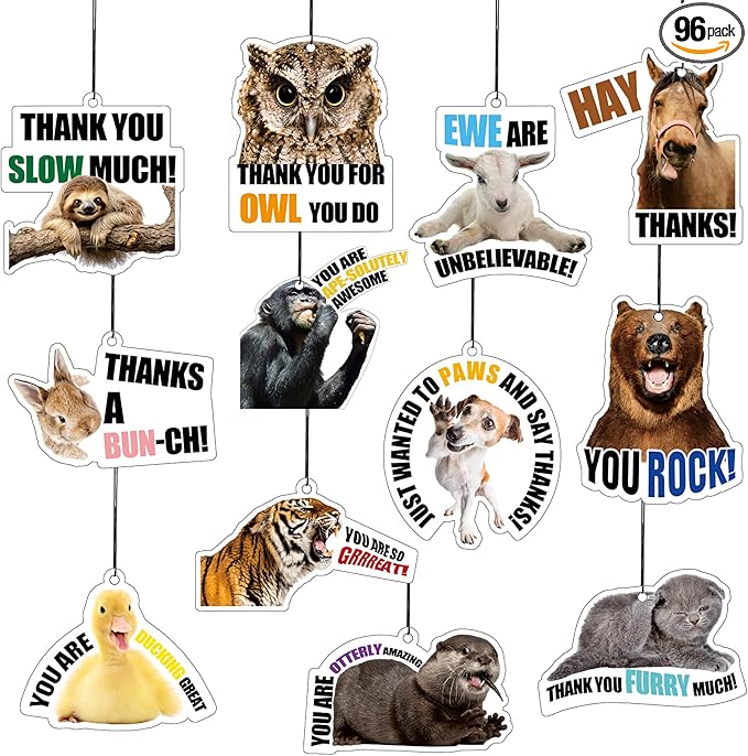 96 Pcs Employee Appreciation Gift Bulk Funny Air Freshener Car Scented Thank You Hanging Decor Inspirational Team Thank You Gift for Volunteer Staffs Coworkers Nurse