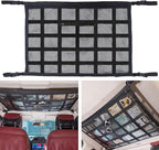 Car Ceiling Cargo Net Strong Load-Bearing Mesh Car Roof Storage Organizer Large Capacity Space Saving Car Ceiling Net Storage Bag Car Interior Accessories for SUV Truck Van