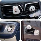 Wonhibo Panda Bear & Bunny Car Air Freshener Vent Clip, 2 Pack Cute Soft Stuffed Animal Vent Decor Car Accessories for Women