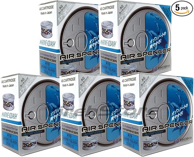 Air Spencer Cartridge Marine Squash Scent 5-Pack Car Air Freshener, Heavy Duty, Last Long, JDM AS A19 Eikosha Japan