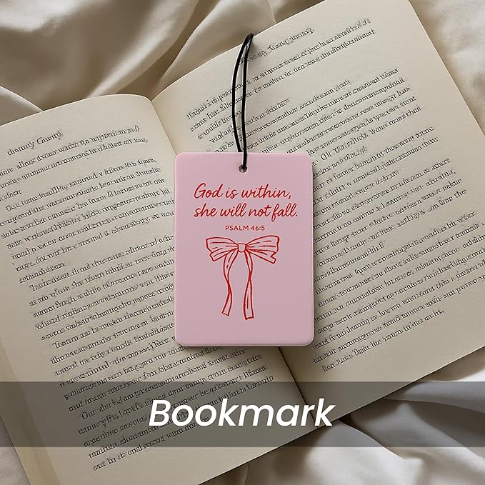 Coquette Pink Cute Christian Car Air Freshener 4 Pcs - Girly Pink Bow Religious Hanging Air Freshener 4 Pcs for Cars Closet Drawer Books, Cute Christian Accessories Mirror Gifts for Women Girls