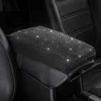 SEG Direct Diamond Auto Center Console Cover, Bling Car Armrest Cover, Memory Foam Armrest Cushion Pad with Crystal Rhinestones, Universal Seat Box Cover, Black Diamond
