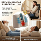 Lumbar Support Pillow for Office Chair and Car Seat, Inflatable Travel Back Rest Cushion for Airplane,Versatile Use Lower Back Cushion,Back Support Pillow, Protable Foldable Design
