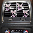 Maitech Car Air Fresheners Vent Clips for Women,4 Pcs Cute Dual Butterfly Diamond Rhinestone Air Freshener Vent Clip Sparkly Bling Car Accessories for Women (Pink)