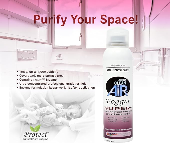 Clean Air Odor Removal Fogger Super Plus – Enzyme-Based Interior Odor Control for Cars, Homes & Enclosed Spaces, Plant-Based, Non-Toxic, Powerful Formula for Air Freshening