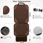 Sinvitron Car Seat Protector for Child Car Seat - Waterproof Non-Slip Leather Mat with 2 Mesh Pockets, Universal Seat Cover for Baby, Pets & Vehicles(2-Pack, Brown)