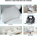 Lumbar Support Pillow for Car Seat, Office Chair Nappa Leather Memory Foam Lower Back Cushion for Back Pain Relief Improve Posture, Ergonomic Back Rest for Gaming Chair, White, 1PC