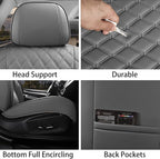 Car Seat Covers Full Set Grey, Luxury Faux Leather Car Seat Covers Waterproof Non-Slip Seat Protector Universal Fit for Most Cars SUVs Trucks Pick-ups,Car Accessories for Front Seats and Back