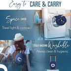 BCOZZY Organic Cotton Double Support Neck Pillow for Travel - 3 Ergonomic Positions for Head, Neck, and Chin Comfort - Ideal for Sleeping Upright on Flights, Cars, and at Home – X-Large, Navy