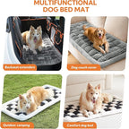 Soulbond Dog Bed for Car Back Seat Soft Plush Backseat Pet Bed Mat Non-Slip Travel Pet Mat, Fuzzy Plaid Dog Seat Cover, Fit for Backseat Extenders and Trucks SUVs (Light Gray, 54" x 24.8")