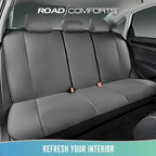 Road Comforts Full Set Leather Mesh Car Seat Cover - Front and Rear, Breathable & Stylish, Airbag Compatible, Universal Fit for Cars, SUVs, Trucks, and Vans - Gray