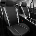 CAR PASS Bling Diamond Car Seat Covers, Shining Rhinestones Waterproof Faux Leather, 8 Seats 3 Rows with Zipper Glitter Crystal Sparkle Strips Universal Fit 95% MPV,SUV,CAR for Women Girl, Silver