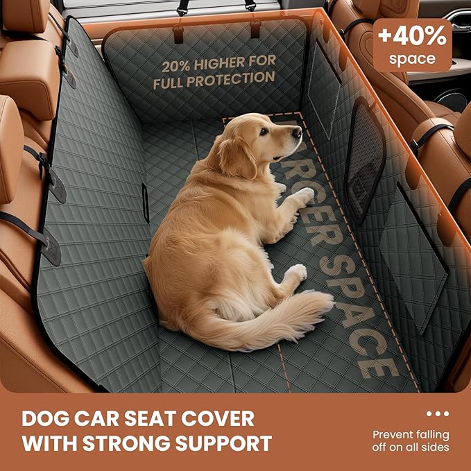 A-Pce 600D Heavy Duty Dog Car Seat Cover for Back Seat,2025 Upgraded Hard Honeycomb Bottom Back Seat Extender for Dogs- Holds 600lbs,Waterproof Scratch Proof Nonslip Dog Hammock for SUV,Grey