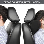 iwantit® Car Neck Pillows with Memory Foam, Neck Supporting for Long Time Driving, Adjustable Straps and Comfy Outer Cover(Black,1Package, Large Size)