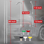 120" Pressure Washer Extension Wand, Power Washer Extension Pole with 5 Nozzle Tips - Pressure Washer Lance Wands 4000 PSI, Curved Gutter Cleaner Attachment, 1/4" Quick Connect for High-Reach