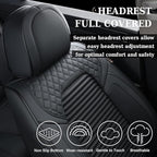 Coverado Front Seat Covers, Leather Car Seat Covers, Black Seat Covers for Cars, Car Seat Protector Cushions Universal Fit for Most Cars & SUV Trucks(Black)