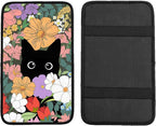 Black Cat Auto Center Console Pad,Soft Waterproof Car Center Console Cover Auto Armrest Seat Box Cover Protector for Most Vehicle SUV Truck Car