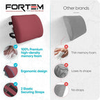 FORTEM Lumbar Support Pillow for Office Chair, Lumbar Support Pillow for Car, Back Rest for Gaming, Memory Foam Pillow, Desk Chair Cushion, Breathable & Washable Cover, Adjustable Straps