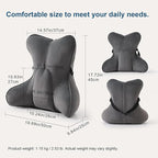 Lumbar Support Pillow (Pat. Pend) for Office Chair, Couch, Recliner & Car Seat, Ergonomic Back Support for Lower Back Comfort, with Adjustable Strap to Stay in Place, Steel Gray