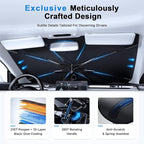 PEMOTech 2026 Upgraded Versatile Car Umbrella Windshield Sun Shade for Sedan/SUV | Keep Cool & Protect Interior | Reliable UV Blocker&Heat Shield | Car Window Shades | Large (57"x32")