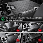 Center Console Cover Fit for 2007-2013 Silverado Tahoe Sierra Yukon Suburban Avalanche Jump Seat, Car Armrest Cushion, Middle Console Cover for Trucks, Arm Rest Pad with 2 Side Pockets