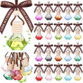 Mudder 50 Pcs Gradient Hanging Car Air Freshener Empty Clear Glass Diffuser Bottles for Essential Oils Perfume Pendant for Women Guests Wedding Favors Employee Appreciation Gifts(Rhombus,Colorful)