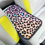 Pink Gradient Leopard Auto Center Console Pad,Car Armrest Pad Car Armrest Seat Box Cover Protector for Most Cars
