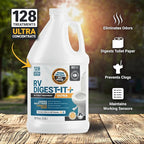 Unique RV Digest-It Ultra RV Toilet Treatment Refill, 128 Uses, Super Concentrated - Eliminates Smells and Liquifies Waste, Easy-Measure Extra-Strength Bio-Enzymatic Holding Tank Treatment (128 oz)