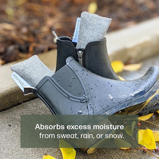 Moso Natural Shoe Deodorizer Inserts, HGTV Editor's Pick, Reusable Charcoal Odor Absorber for Shoes, Gym Bags, Sports Gear. Shoe Odor Elimination Air Purifying Bags (Beige) Two Per Pack
