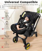 Infant Car Seat Insert with Removable Cushion for Preemie to Toddler, Reversible Newborn Carseat Insert for Baby Head Body Support, Fits for Stroller, Baby Swing, Bouncer (Pure Black)