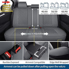 Chezope Car Seat Covers Full Set, Grey Leather Seat Covers, Breathable Front and Back Car Seat Protectors, Wear-Resistant Seat Covers Universal Fit for Most Cars SUV Truck (Grey-Diamonds, Full Set)