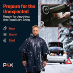 PREPARED4X Emergency Mylar Poncho – Survival Rain Poncho with Hood – Lightweight, Compact, Reusable Emergency Blanket Poncho for Hiking, Camping, Thermal Gear, Car Kit, Outdoors