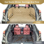 F-color SUV Cargo Liner for Dogs - Waterproof Pet Cargo Liner with Side Flaps, Comfort Dog Cargo Cover with Bumper Flap, Scratchproof Non-Slip Large for Full-Size SUVs Vans, 55 x 93 Inch, Khaki