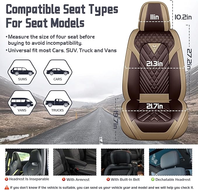 Truck Seat Covers for Ram 2500 2009-2026, Waterproof Premium Leather Full Coverage Car Seat Cover, Muscle Sport Style Auto Interior Seat Cover Sets (Full Set/Brown Coffee)