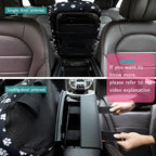 Cullaby Center Console Dog Car Seat for Small Dogs Under 15 lbs - Detachable Washable Carrier with Safety Belt & Storage Pockets, Pink