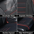 Coverado Seat Covers Full Set, Seat Covers for Cars, Car Seat Cover, Car Seat Protector, Nappa Leather Car Seat Cushion, Waterproof Car Seat Covers Front Seats and Back Fit for Most Cars (Redline)