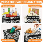 3 Gallons Car Trash Can with Lid, Car Bag Bin Hanging Waterproof Automotive Garbage Cans Leak Proof Vehicle Trash Can Cow Print