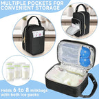Breastmilk Cooler Travel bag with Ice Pack,Portable Breastmilk Cooler Bag with Buckle Handle,Insulated Breastmilk Storage Bag Cooler,Black