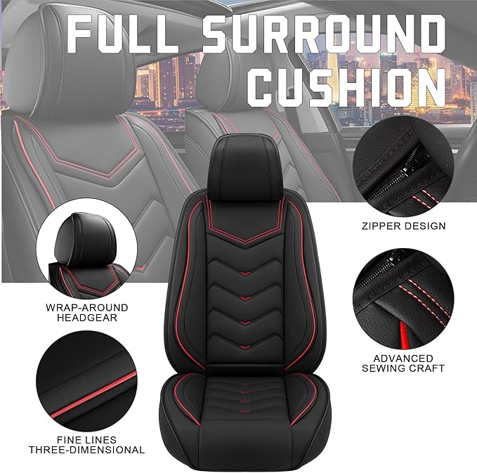 CTDS Car Seat Covers for Chevy Equinox 2005-2026, Stylish Sport Seat Cover, Premium Nappa Leather Car Seat Cover. Automobile Seat Covers Sets.(Standard 2 Seats/Black)