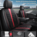 CAR PASS Leather Air Mesh Seat Covers for Cars, 3D Foam Leather Car Seat Cover Front Seats, Breathable Premium Mesh Leather Front Seat Covers, Universal Fit for Cars,Trucks,Sedan,SUV, Black Red
