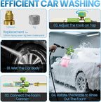 LanAqua Foam Cannon for Pressure Washer, Upgraded Wide Mouth Snow Foam Cannon for Car Wash, Adjustable Thick Portable Car Wash Sprayer with 1/4" Quick Connector, Additional 1.1 mm Orifice Nozzle