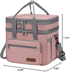 Maelstrom Lunch Box, 23L Insulated Lunch Bag, Expandable Double Deck Cooler Bag, Lightweight Leakproof Tote Bag With Side Tissue Pocket, Suit For Men and Women (E. Pink)
