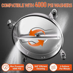 16.5" Pressure Washer Surface Cleaner with 4 Wheels, 4000 PSI Max Stainless Steel Surface Cleaner for Pressure Washer, 2 Extension Wands, 1/4" Quick Plug, for Concrete, Patio, Sidewalk, Deck