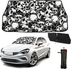 CHILL·TEK Funny Animal Car Windshield Sun Shade Umbrella, Funny Skulls Car Sun Shade Umbrella, Block UV Rays Heat Foldable Windshield Umbrella Sun Visor Protector - Keep Vehicle Cool for Cars SUV