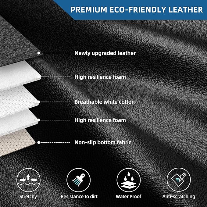 Seat Covers for Mercedes-Benz GLC 2016 2017 2018 2019 2020 2021 2022, Custom Fit Car Seat Protectors Full Set, Waterproof Premium Leather, for 5-Seater Model - Black