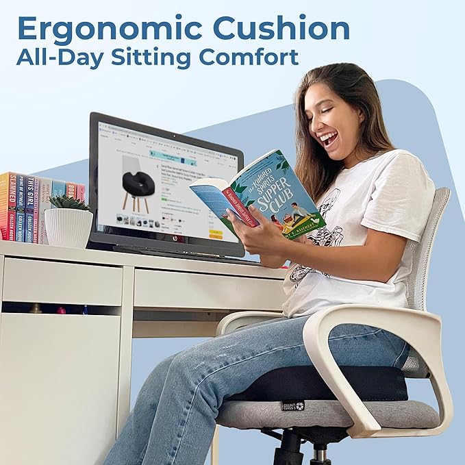 5 STARS UNITED Donut Pillow Hemorrhoid Tailbone Cushion – Large Floor Cushion for Pain Relief – Coccyx, Prostate, Sciatica, Pelvic Floor, Pressure Sores, Pregnancy, Postpartum Recovery, Arctic Black