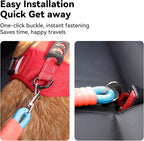 2-in-1 Dog Car Seatbelt Leash & Walking Lead - Heavy Duty 70CM Nylon Rope Leash with Secure Vehicle Buckle for Small Medium Large Dogs, for Travel, Walking, Training